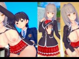 [Hentai Game Koikatsu!] Big tits beautiful schoolgirl “Azusa”  is rubbed with her boobs. And sex.