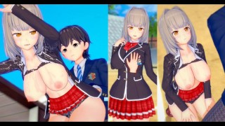 [Hentai Game Koikatsu!] Schoolmeisje "Azusa" met grote tieten wordt ingewreven met haar tieten.