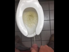 Pissing in public truck stop bathroom 