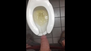 Pissing in public truck stop bathroom 