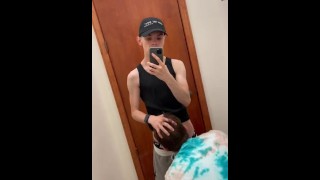 Twink Nearly Caught Giving Head In A Public Fitting Room
