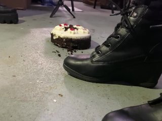 boot fetish, foot worship, cake crush, food