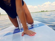 Preview 1 of FITNESS BABE RIDES A DILDO RIGHT ON A BOAT IN THE MIDDLE OF THE LAKE! RISKY PUBLIC ORGASM!