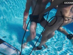Super hot underwater girls stripping and masturbating