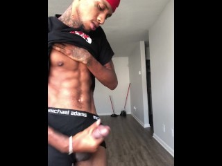 Hot Black Guy Takes off his Clothes & Jerks off his Thick BBC! ONLYFANS: BIGPIMPINDON