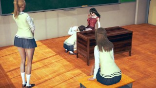 In The Classroom Two Students Lick The Teacher's Pussy