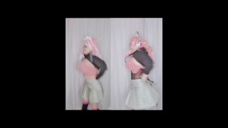 egirl de cabelo rosa dança mmd streamer gamer twitch girl quente asiática