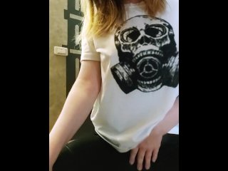 Girl in Leggings Spanking Ass and Fingering Pussy while Husband at Work