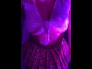 Pawg in school clothes playing with butt plug 