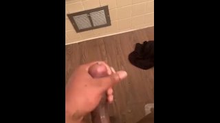 Stroking my dick til I explode (big cumshot)