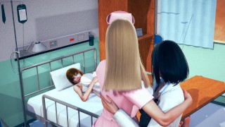 Lekarz Palcuje Pielęgniarkę Przed Pacjentem W Sali Szpitalnej