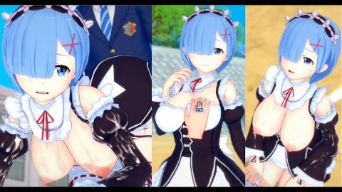 [¡Juego Hentai Koikatsu! ] Tener sexo con Re zero Big tits Rem. Video de anime erótico 3DCG.