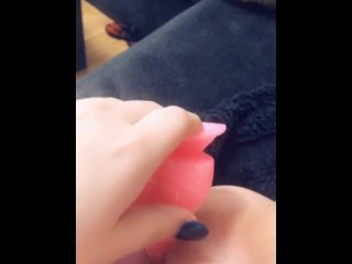 April plays with pink dildo 😈✨