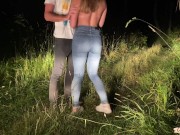 Preview 1 of An obedient slut on her knees public sucks my cock and eats cum in the forest