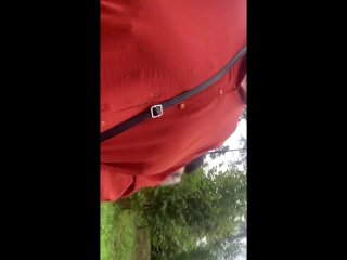 Public Flashing Saggy Tits / Pussy Flash. Russian Amateur_Milf. Risky OutdoorMasturbation in Forest