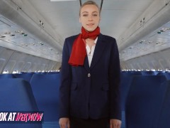 Video Look at her Now - French flight attendant Angel Emily takes a big dick in all her exits.