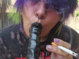 Smoking dildo blowjob and masturbation