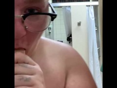 Horny trans boy strips and sucks in the locker room (full video on onlyfans)