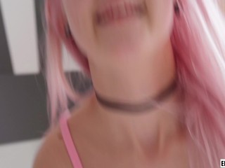 Pink hair, tight pussy, big tits and cute face – this girl deserves a creampie! – Eva Elfie