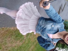 Video Sissy Ponyboy In Sexy Pink Dress Walking In Public And Training To Be Act Like A Girl