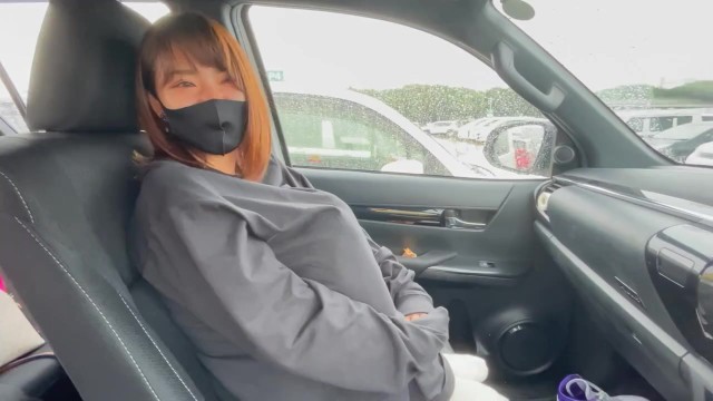 女子大生が彼シャツワンピースでノーパン買い物デート♡ホテルまで我慢できずにそのまま野外カーセックスで大量中出し♡RYO＆YUU♡素人カップル/パイパン/美少女/10代/野外露出/スタイル抜群/スマホ
