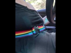 Engorged Milky tits painfully bouncing driving dirt road flashing 