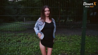 Hot fucking and sucking in the park. outdoor sex with cute girl (4k 60fps)