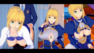 [Hentai Game Koikatsu! ]Have sex with Fate Big tits Artoria Pendragon.3DCG Erotic Anime Video.