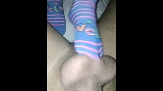 Sexy socks foot job
