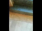 Preview 4 of Pissing on the stairs, step mom made this huge puddle