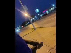 Walking on sidewalk Flashing my hard cock to the cars driving past