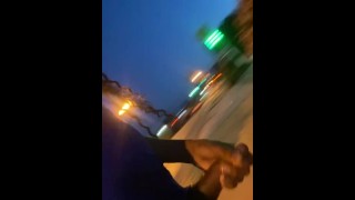 Walking on sidewalk Flashing my hard cock to the cars driving past
