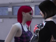 Preview 2 of Lesbians Use Erotic Toy in Public Bathroom - Sexual Hot Animations