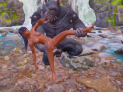 Девушка с Шикарным Телом секс с Furry Монстром у его конский член | 3D Порно