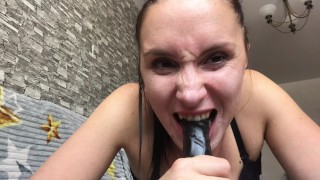 Zetration brunette missed the cock so much that she swallowed it down her throat! Sexy video with a