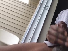 Jerking off in balcony in day time