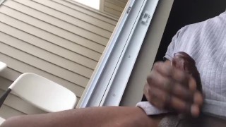 Jerking off in balcony in day time