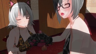 3D HENTAI 猫のガールフレンドはベッドであなたを喜ばせます