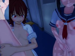 Two FUTA yanderes Saiko and Ayano banging you | Male Taker POV