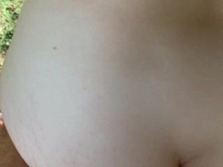I Cum Inside Her Sweaty Pussy in the yard, while_her parents are in_the house