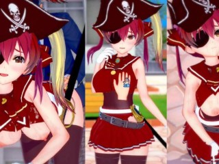 [Хентай-игра Коикацу! ] Займитесь сексом с Большие сиськи Vtuber Houshou Marine.3DCG Эротическое ани