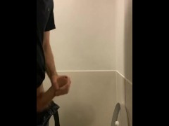 Spa day masturbation in the bathroom following steam rooms, big dick horny guy cumming after wank