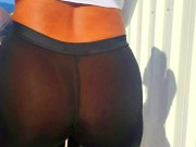 Preview 1 of CANDID SEE THROUGH LEGGINGS WALKING AROUND
