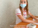 MILF Doctor tries to use an unconventional method of treatment - takes Cock in mouth and creampie