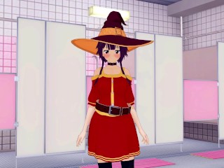 Konosuba Megumin Deepthroats En Krijgt Zichzelf Nat 3D Hentai