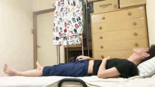 Japanese student shows off his dick to straight boys by video call. They laugh at me a lot.