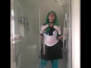 sailor moon cosplay, british, solo female, shower