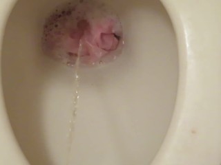 Throwing Pink Panties into the Toilet Bowl and Pissing!