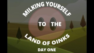 Ordenhando-se para a terra do primeiro dia de Oinks