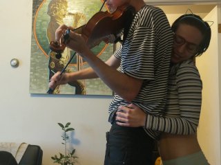 Trying to practice violin